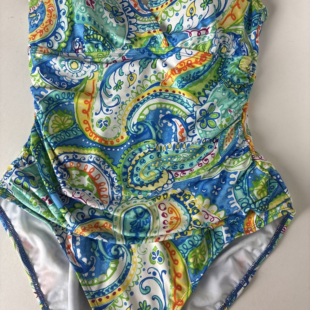 Lauren Ralph Lauren Womens One Piece Colorful Paisley Swimsuit Size 10 - Picture 3 of 15